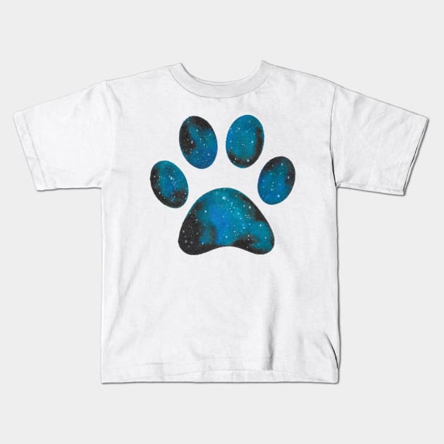 Galaxy pawprint Kids T-Shirt by RosanneCreates